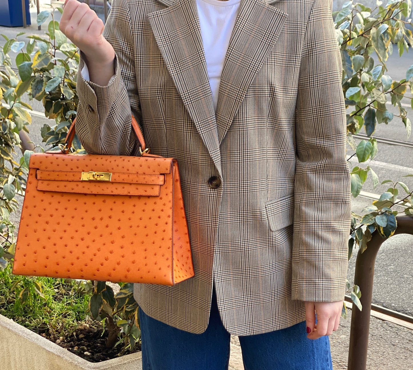 BORSA KELLY 28 HERMÈS STRUZZO