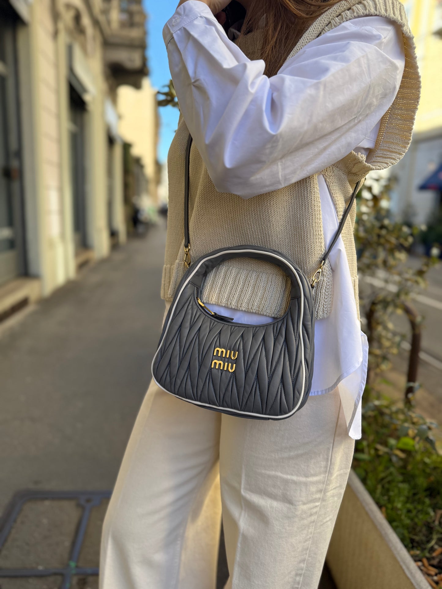 Borsa Prada wander grigia