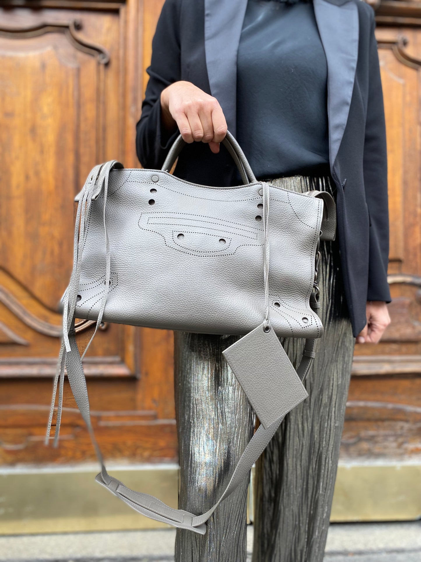 BORSA BALENCIAGA CITY GRIGIA