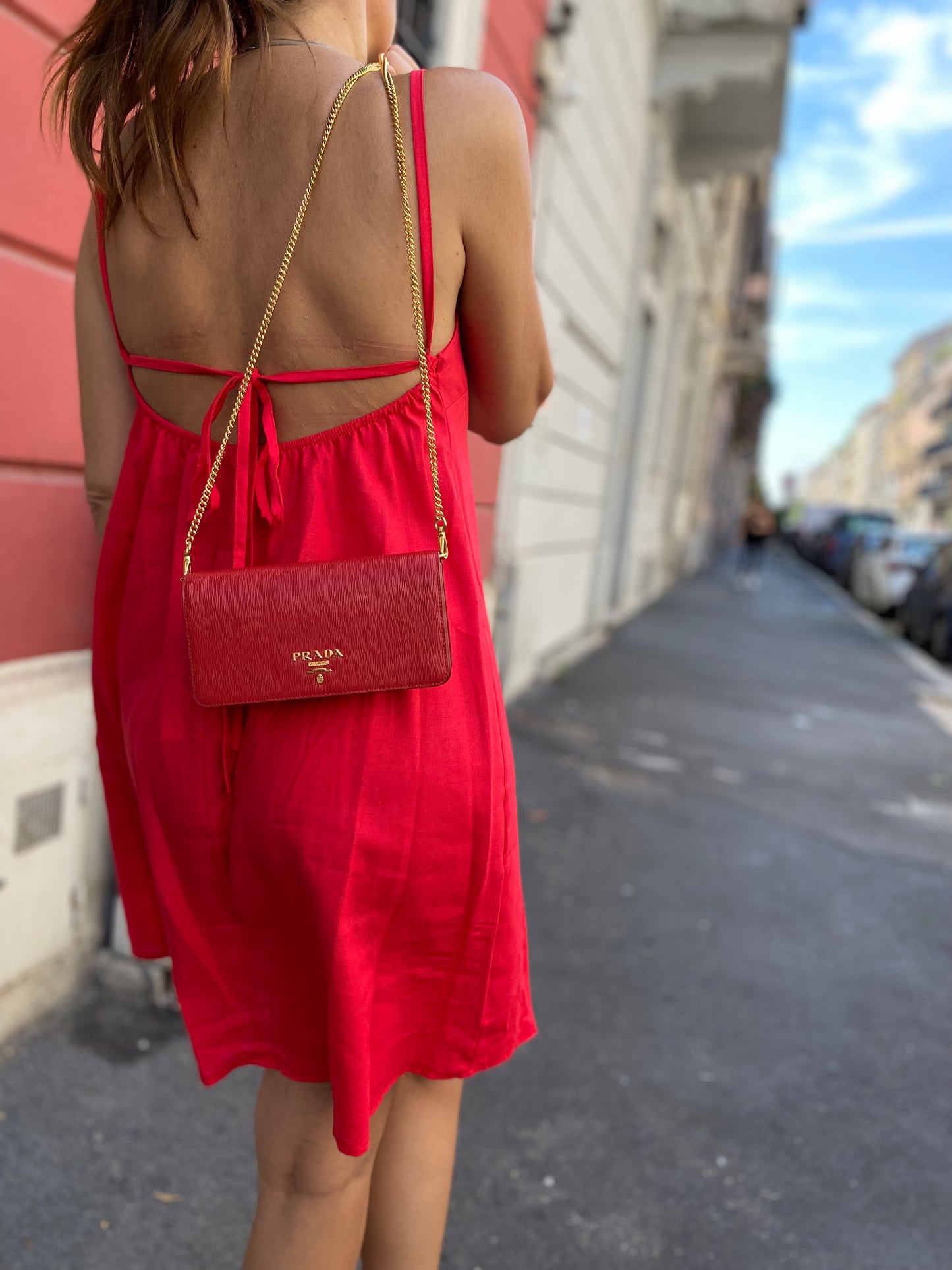 PRADA WALLET ON CHAIN ROSSA