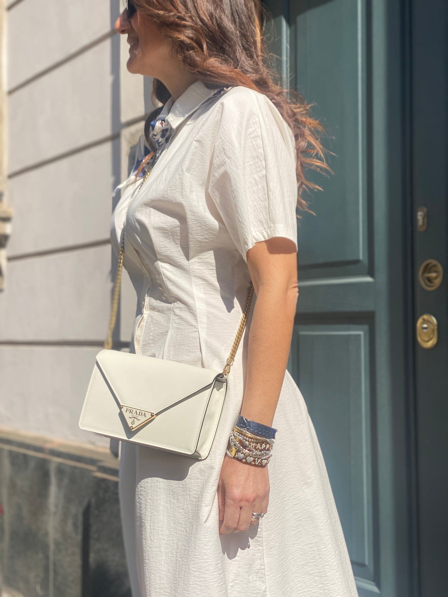 BORSA PRADA A TRACOLLA, BIANCA