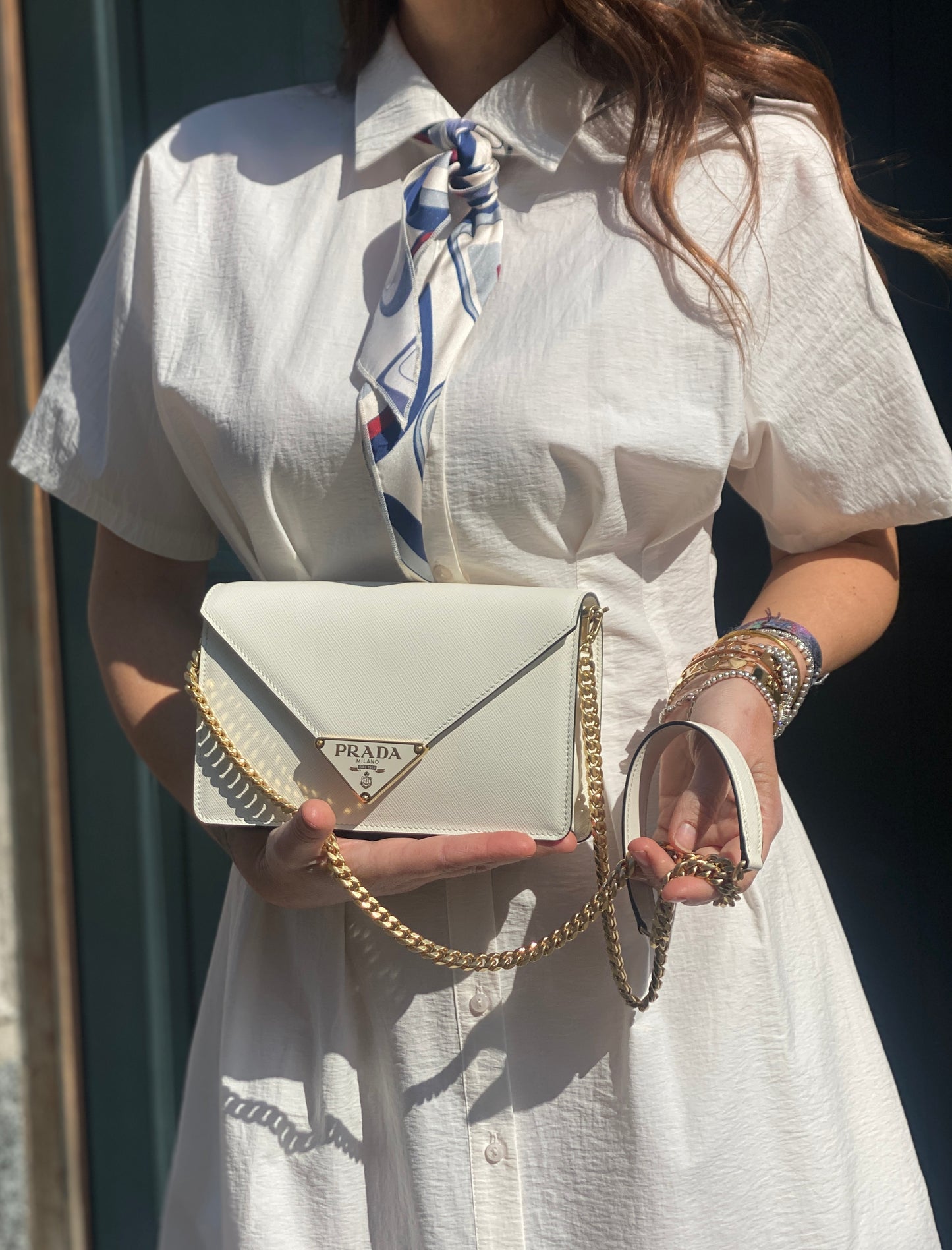 BORSA PRADA A TRACOLLA, BIANCA
