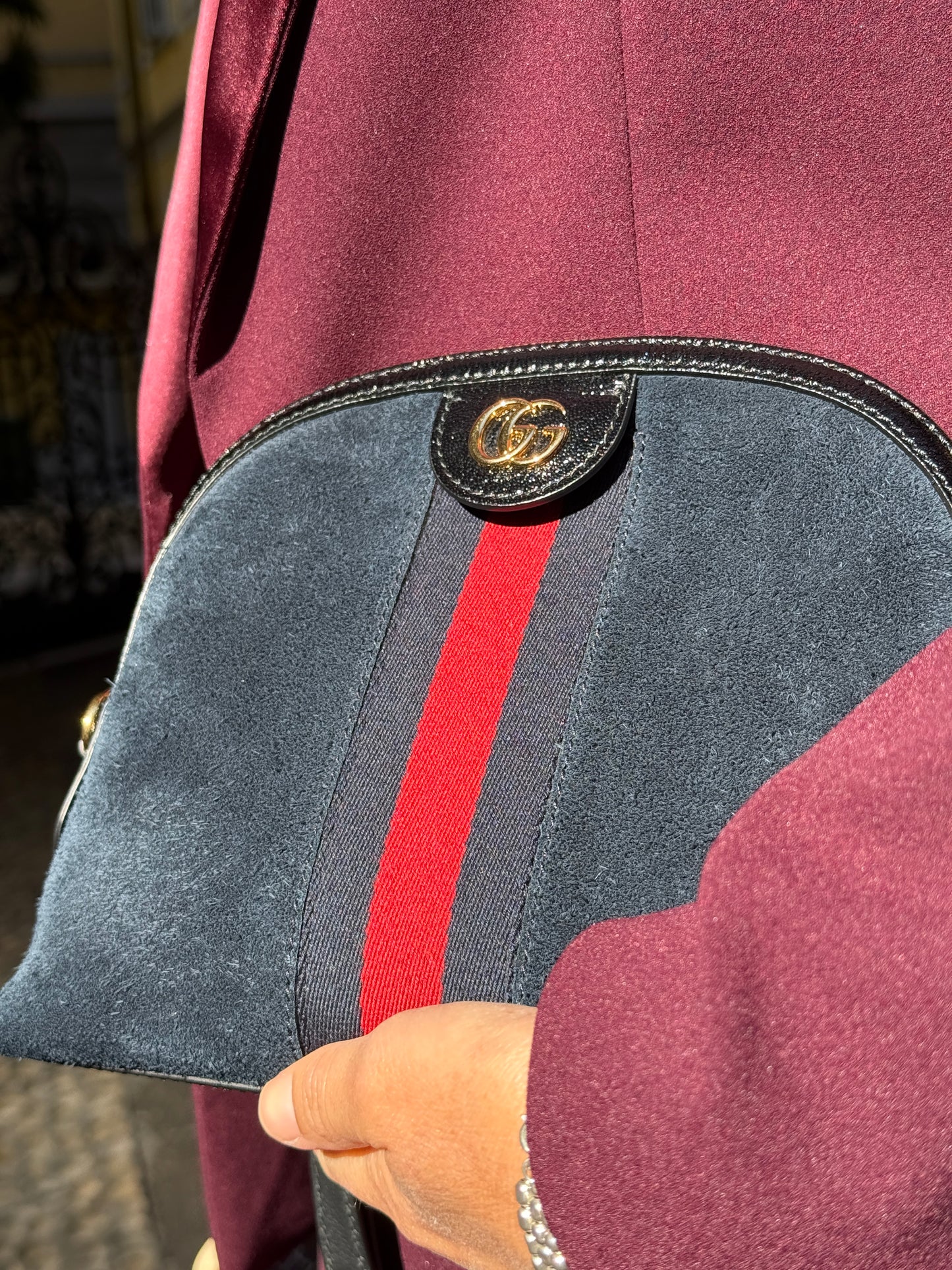 Borsa Gucci “Ophidia” in suede blu