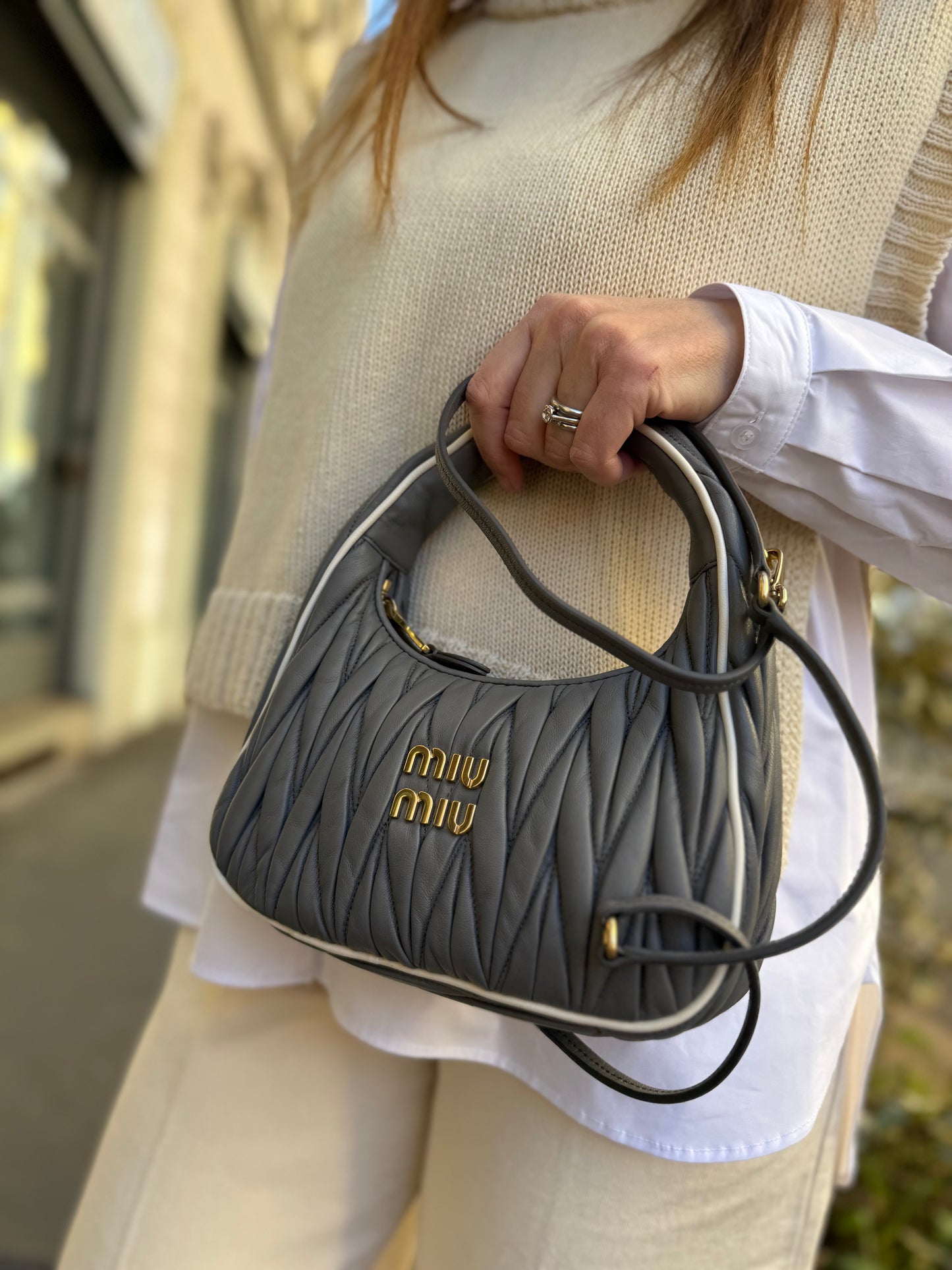 Borsa Prada wander grigia