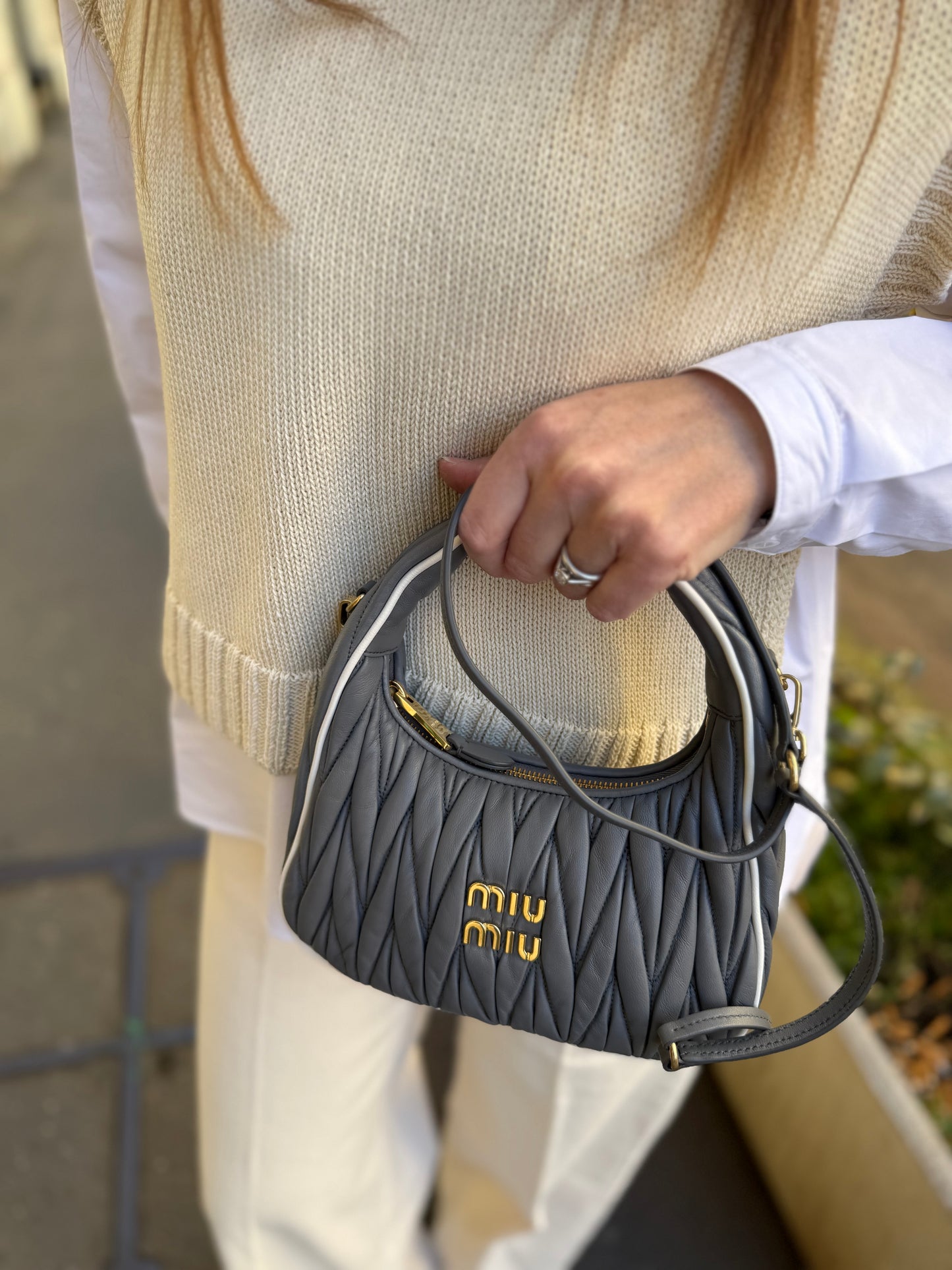Borsa Prada wander grigia