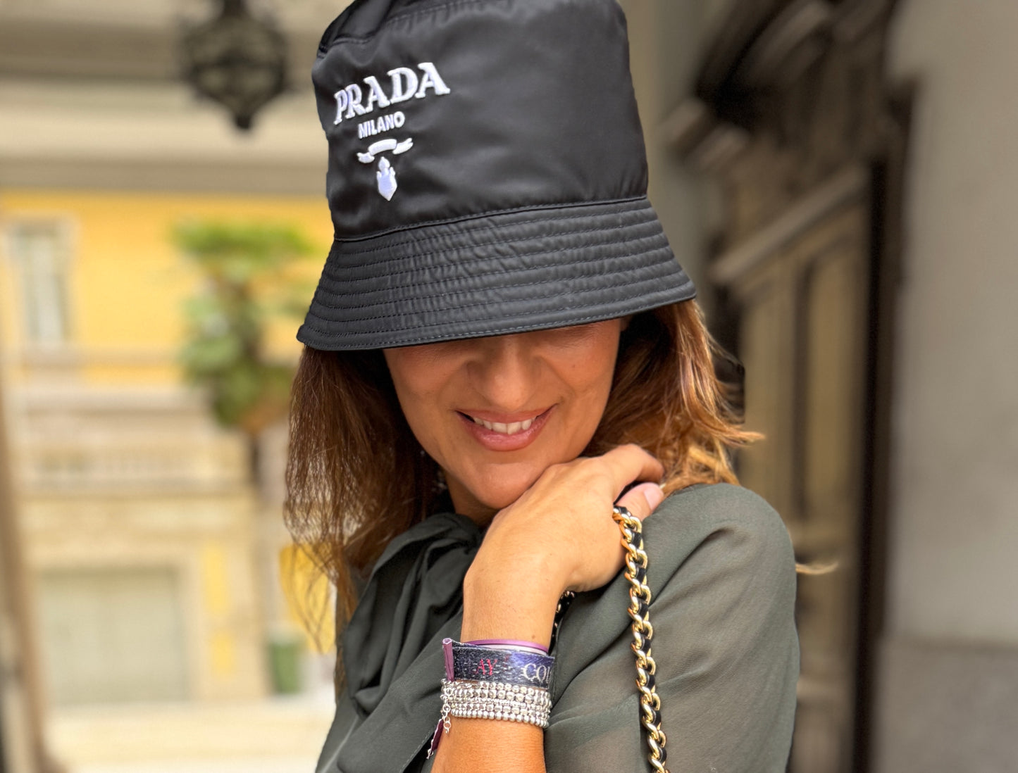 Cappello da pescatore Prada nero