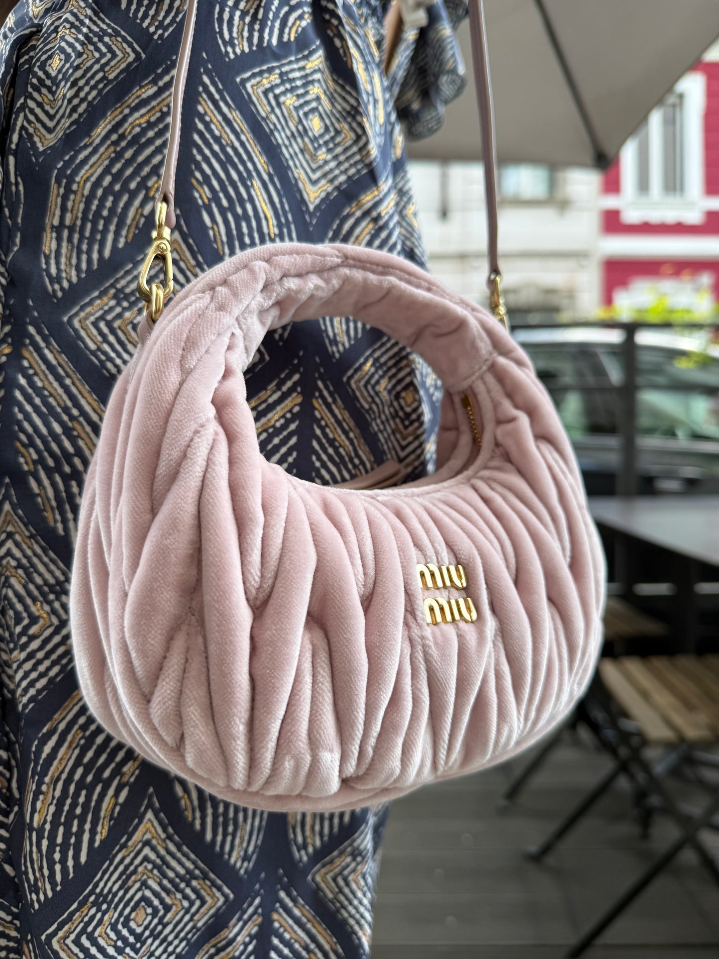 Borsa Prada wander velluto lilla
