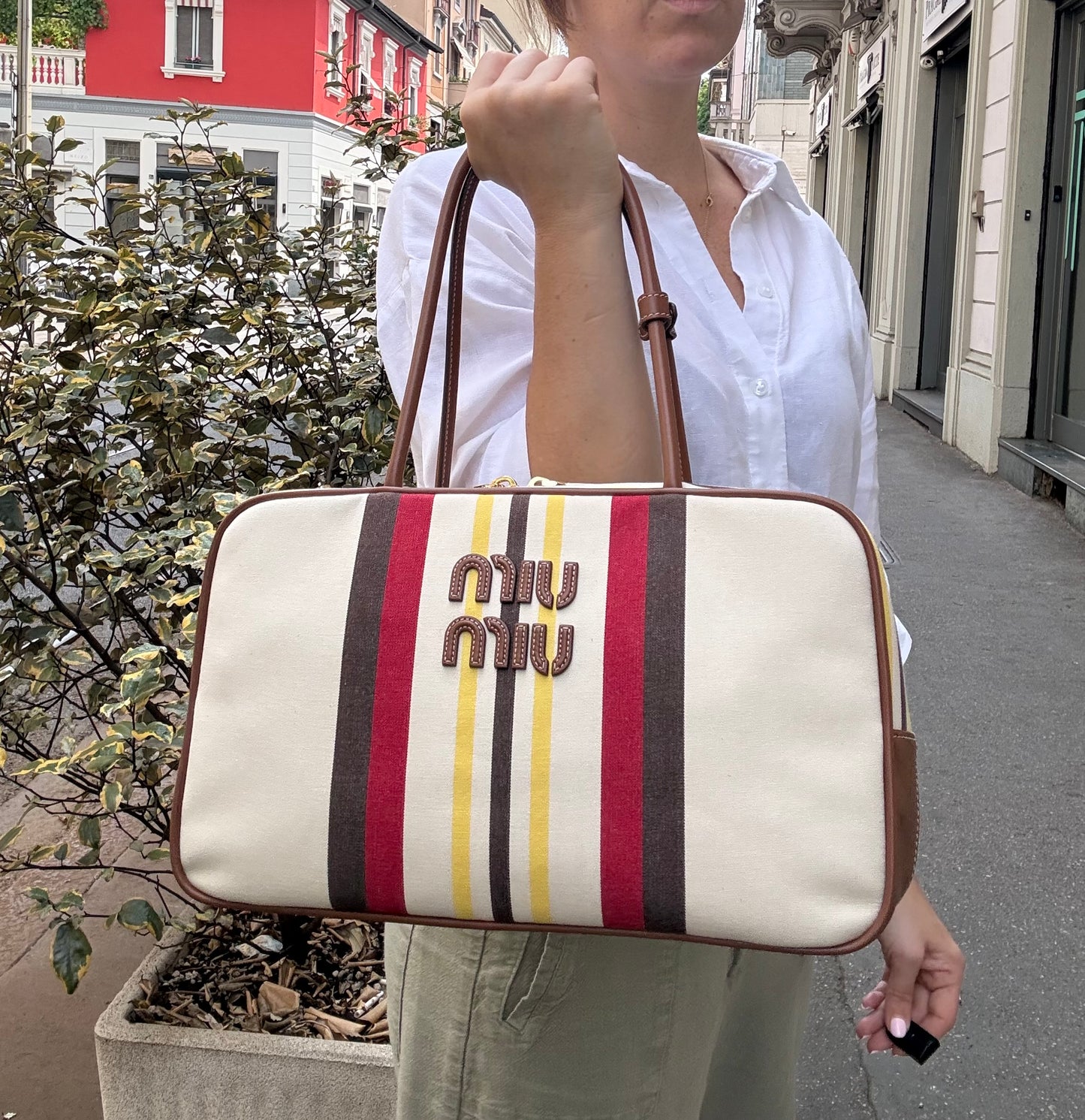 Bauletto MiuMiu Beau cotone gm con bande