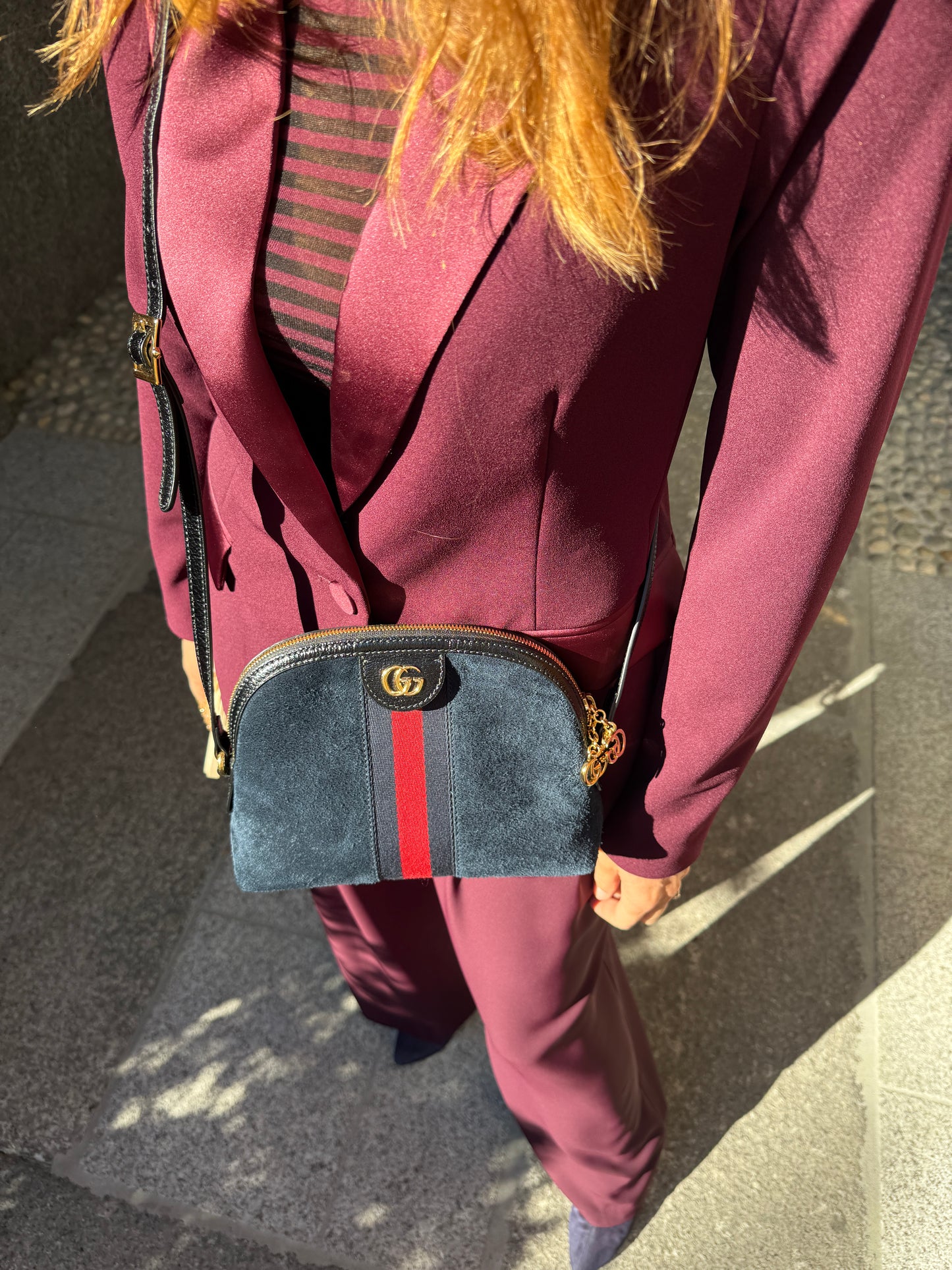 Borsa Gucci “Ophidia” in suede blu