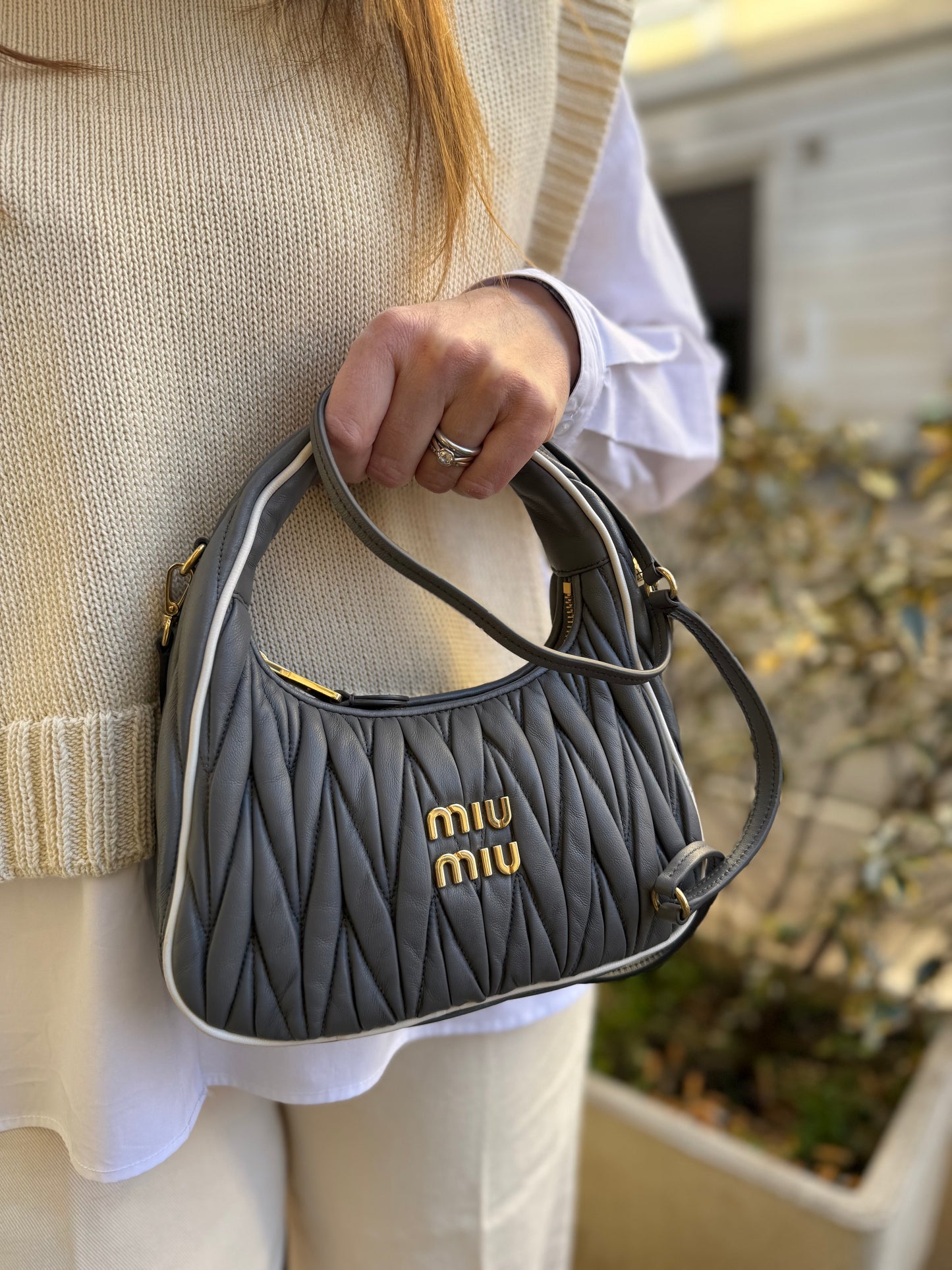 Borsa Prada wander grigia