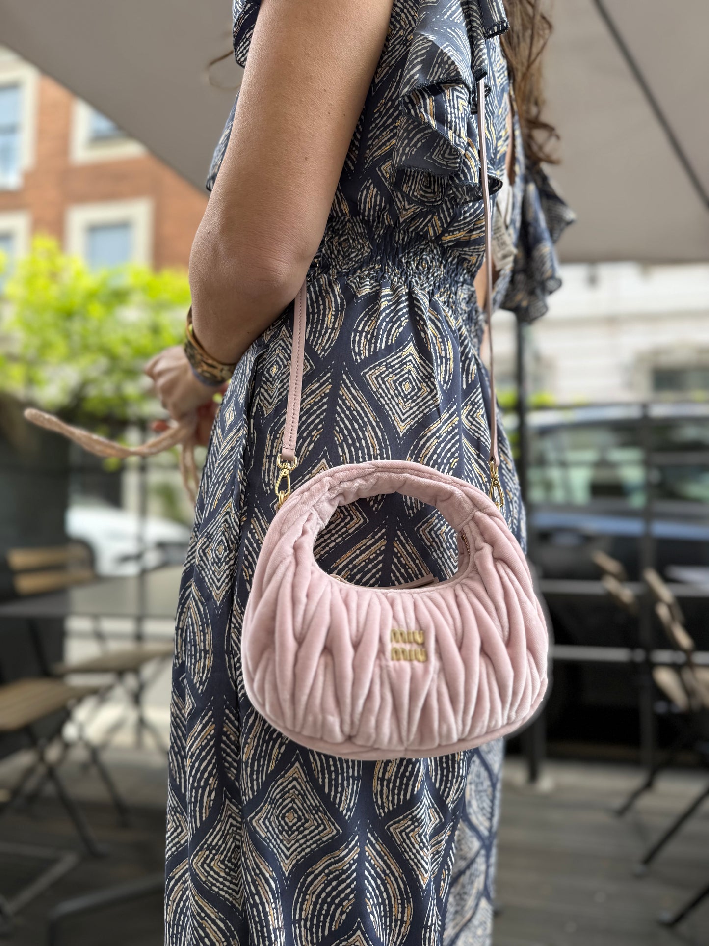 Borsa Prada wander velluto lilla