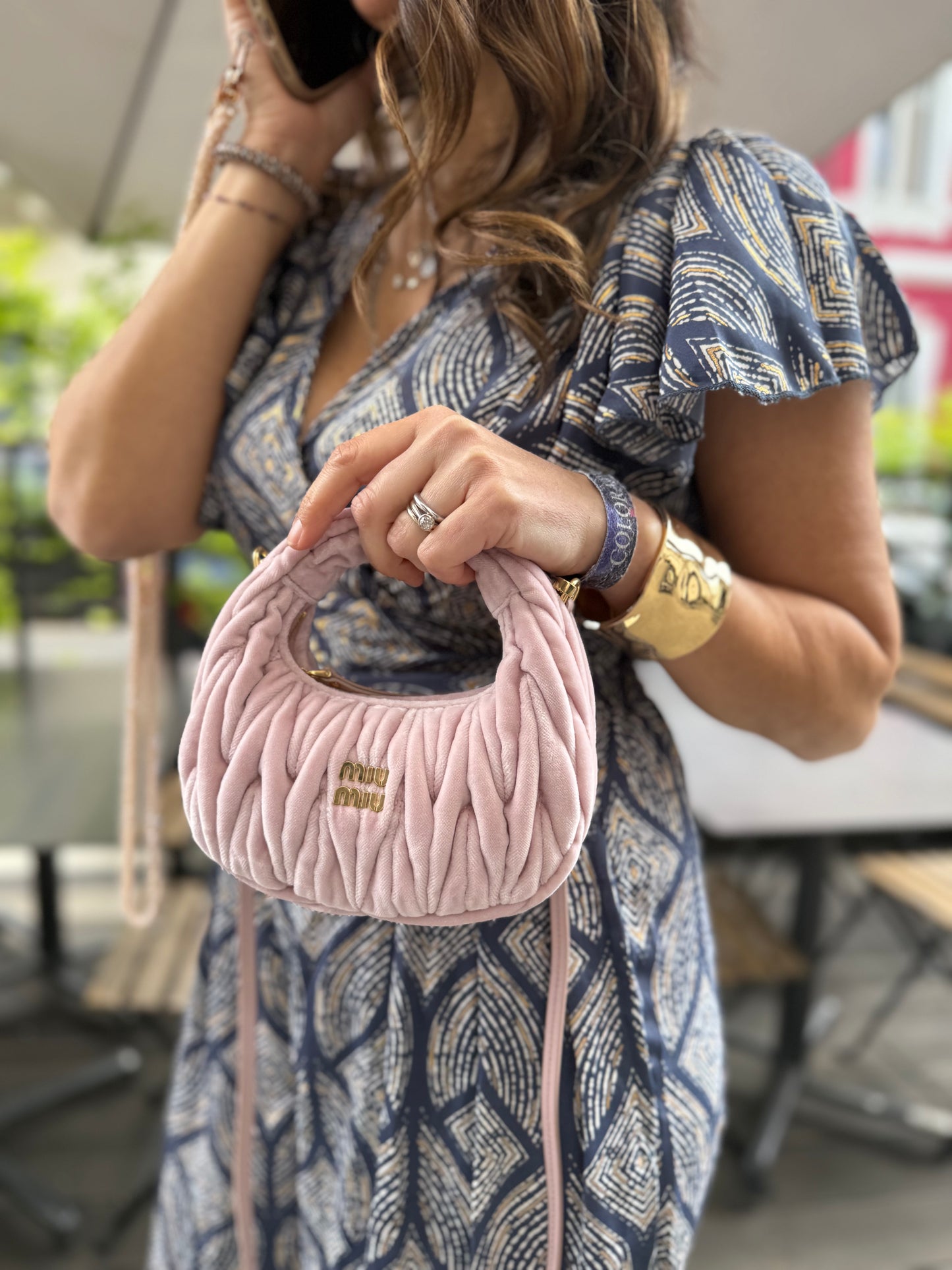 Borsa Prada wander velluto lilla