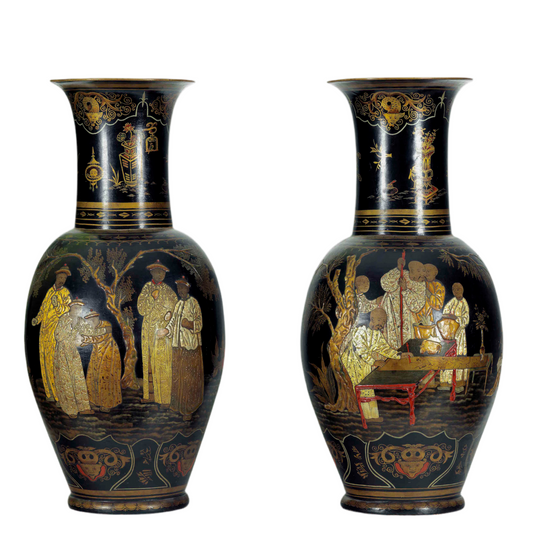 COPPIA DI VASI A CHINOISERIE