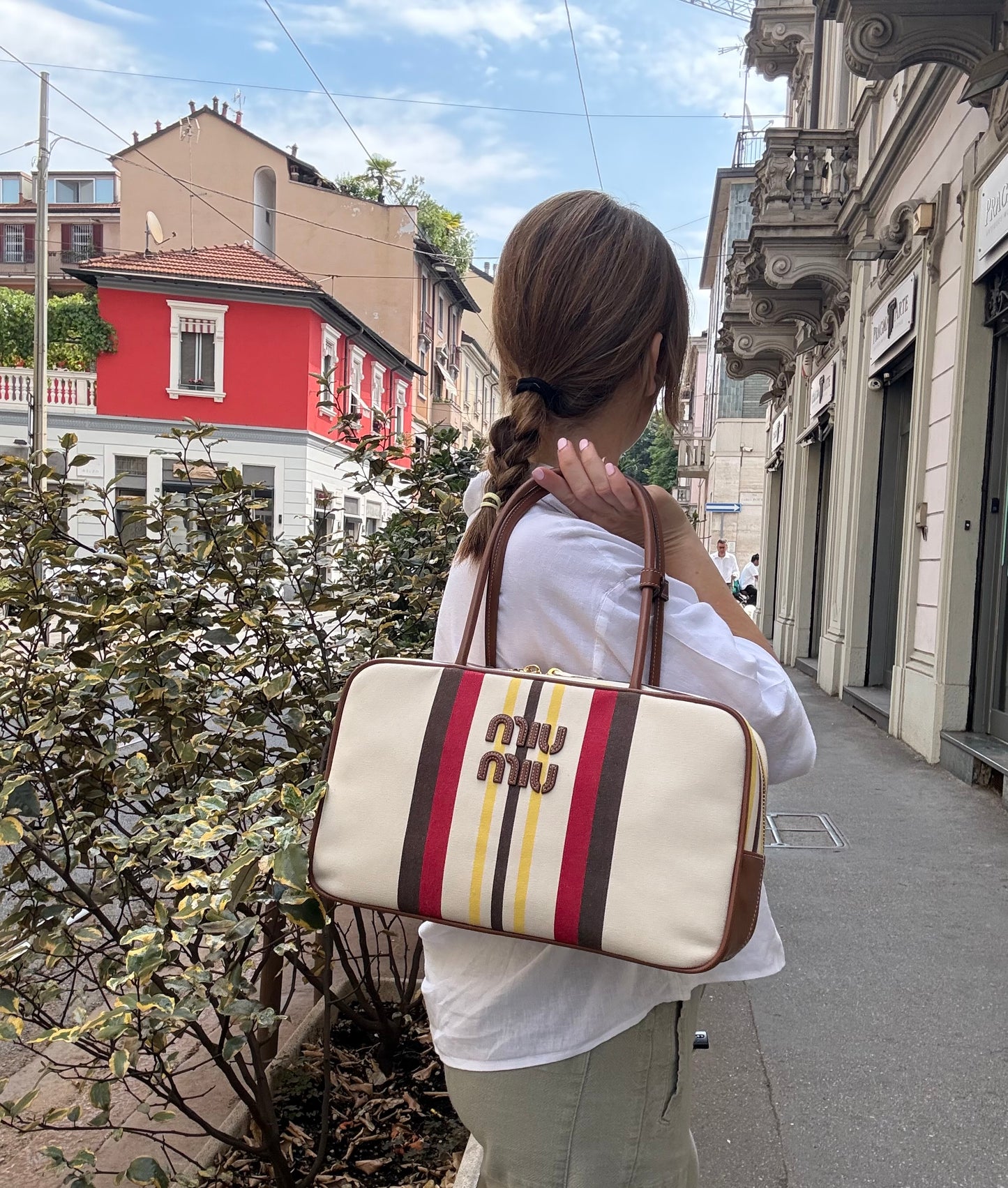 Bauletto MiuMiu Beau cotone gm con bande