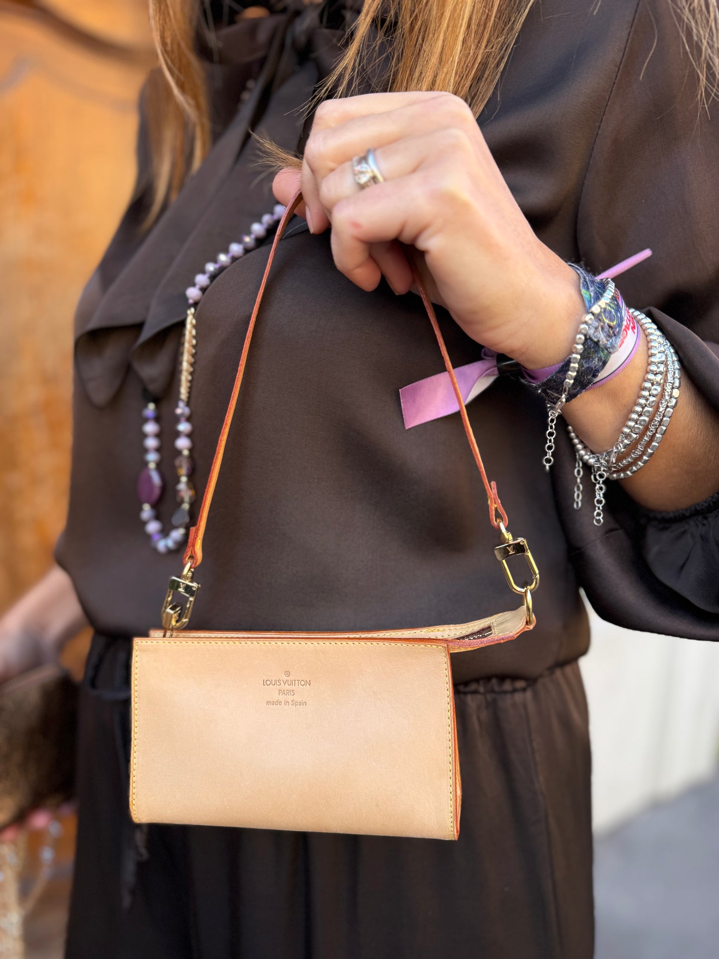 Pochette Louis Vuitton in vacchetta naturale