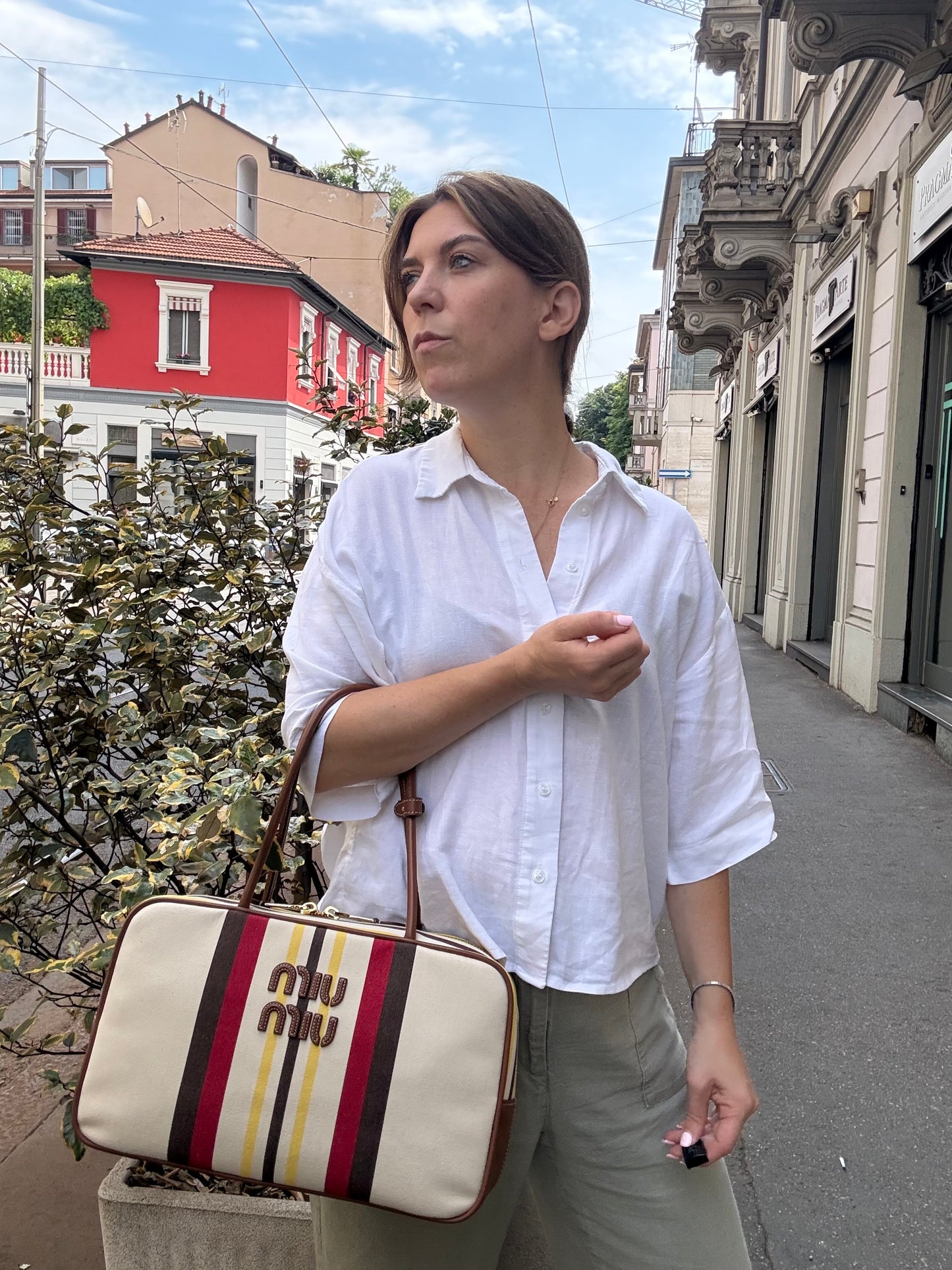 Bauletto MiuMiu Beau cotone gm con bande