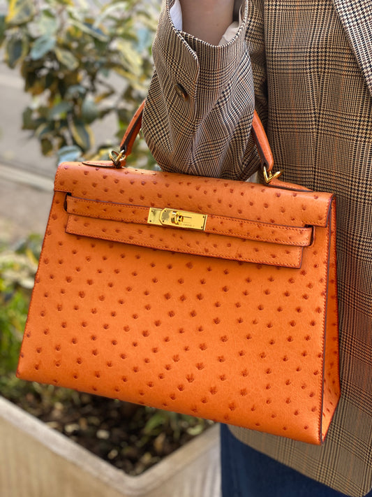 BORSA KELLY 28 HERMÈS STRUZZO